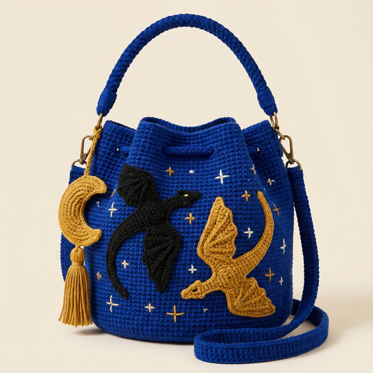 Handmade Crochet Fantasy Bag - Navy